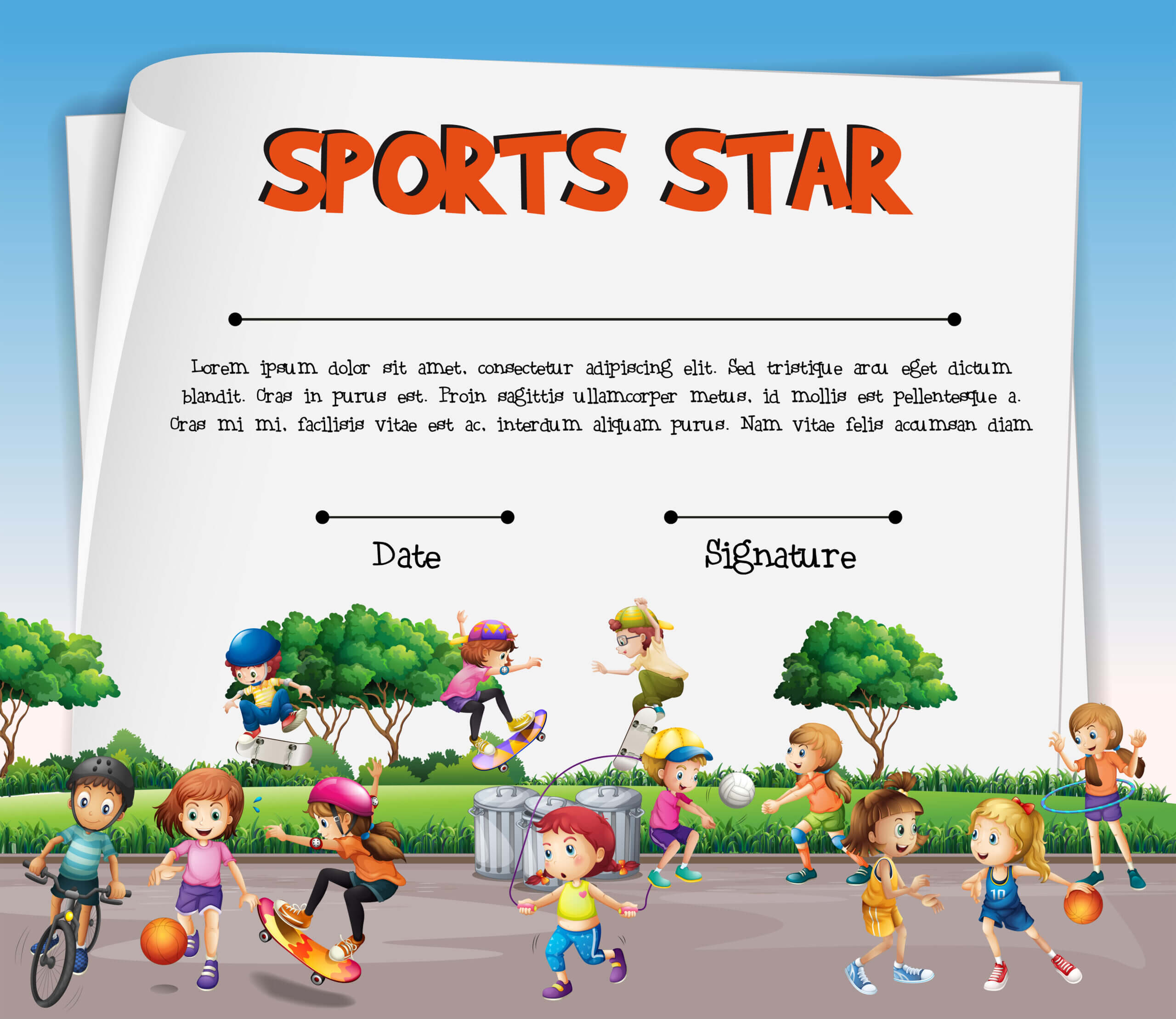 Sports Star Certificate Template With Kids Playing Sports With Regard To Star Award Certificate Template