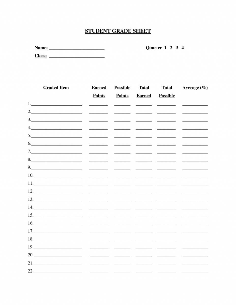 Spreadsheet Grade Printable Sheet Template Student Doc Throughout Student Information Card Template