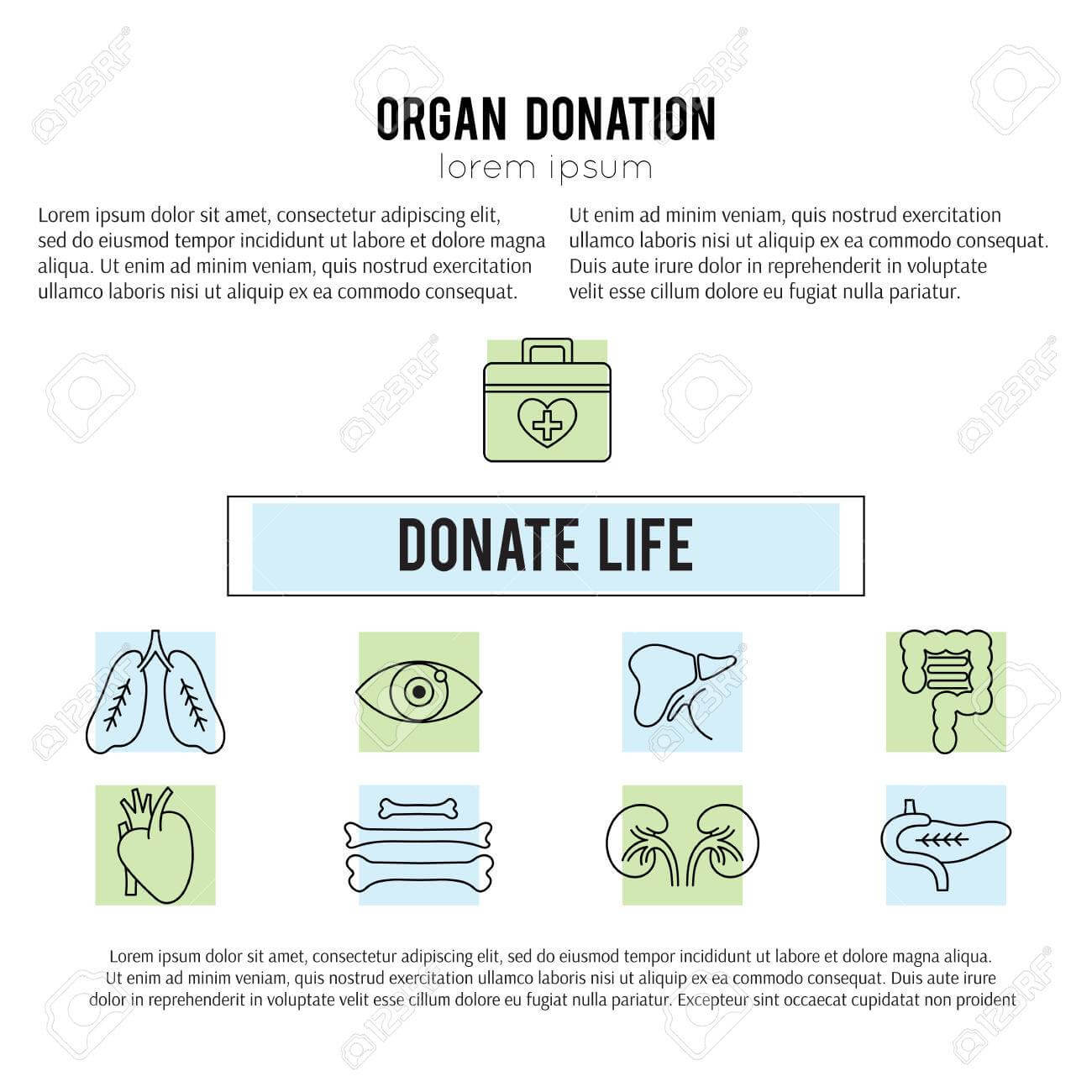 Square Banner Template. Organ Donation Thin Line Icons. Donate.. Intended For Donation Cards Template
