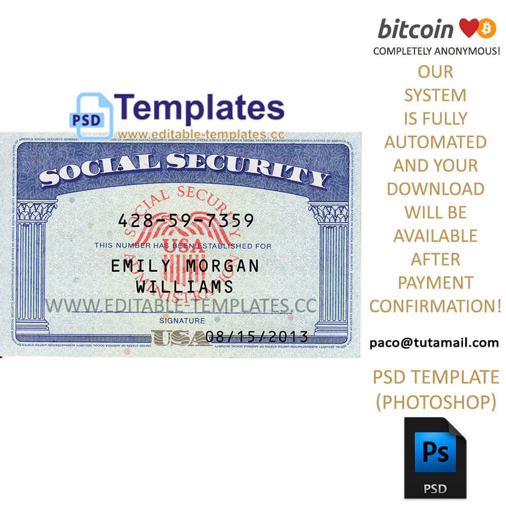 Ssn Usa Social Security Number Template Intended For Social Security Card Template Download