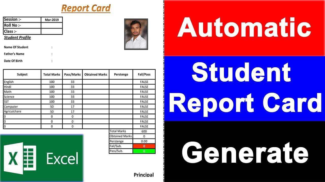 Student Report Card Design In Ms Excel Fully Automatic Inside Result 