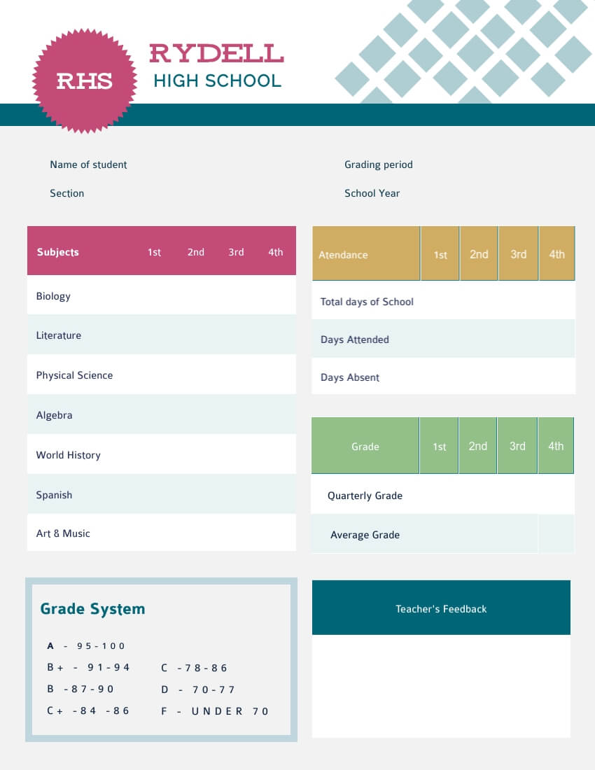 Student Report Card Template – Visme Within Survey Card Template