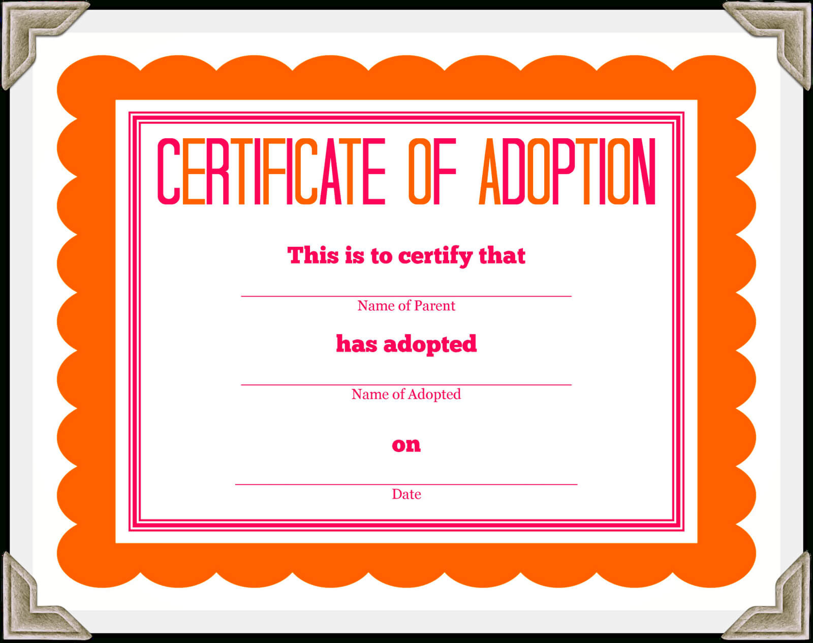 Stuffed Animal Adoption Certificate within Pet Adoption Certificate