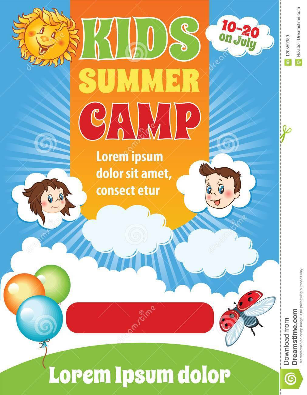 Summer Kid Camp Template Stock Vector. Illustration Of Inside Summer Camp Brochure Template Free Download