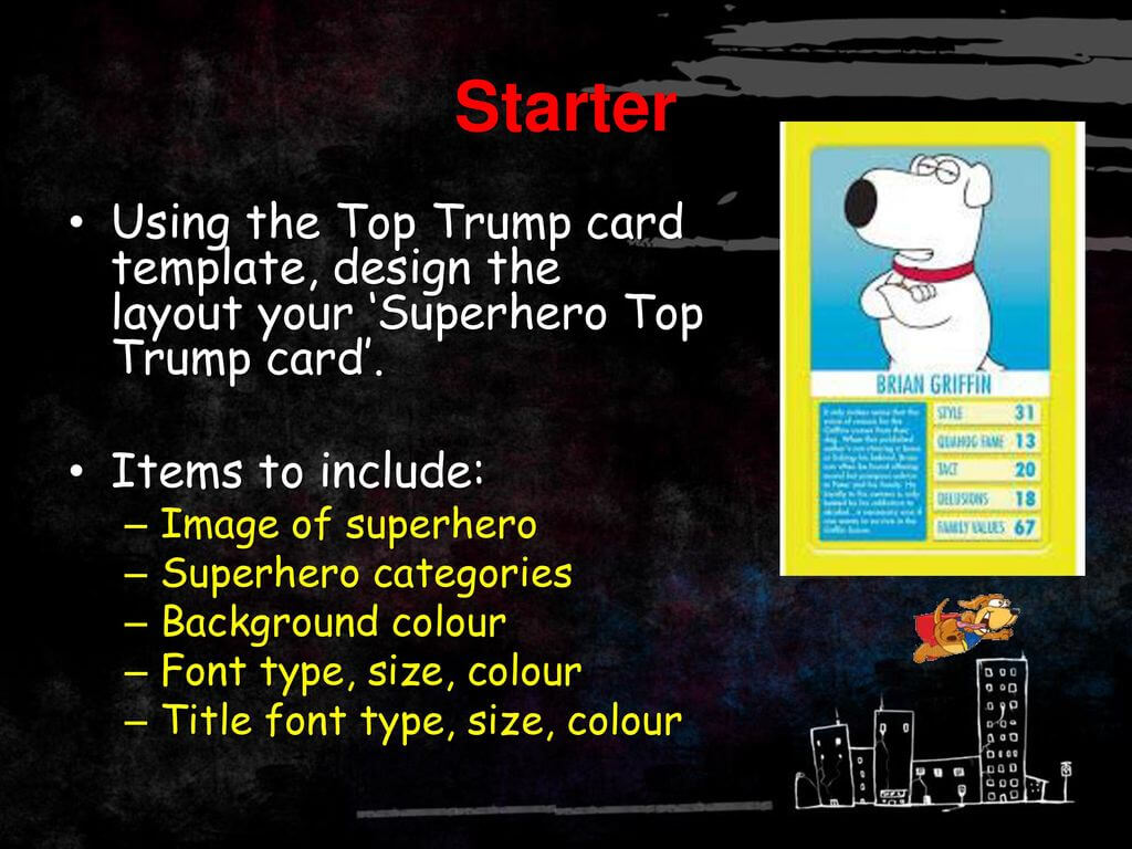 Super Hero Databases Lesson Ppt Download Within Top Trump Card Template