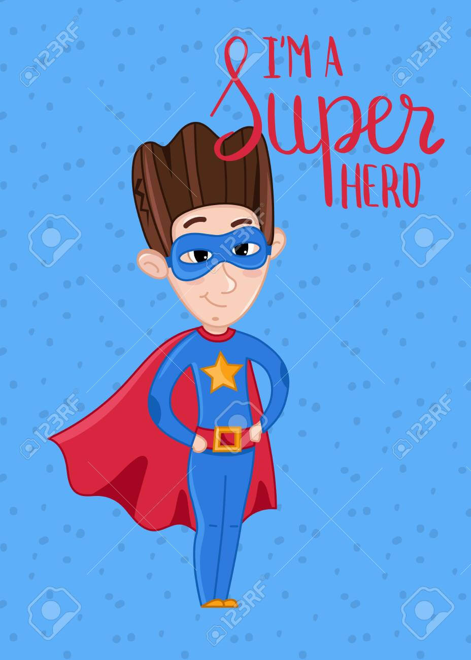 Super Hero Kids Postcard With Boy In Superman Costume And Red.. With Regard To Superman Birthday Card Template