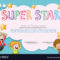 Super Star Award Template With Kids In Background Pertaining To Star Of The Week Certificate Template