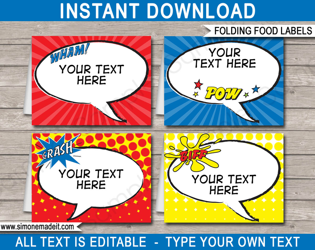 Superhero Party Food Labels Template Intended For Superhero Birthday Card Template