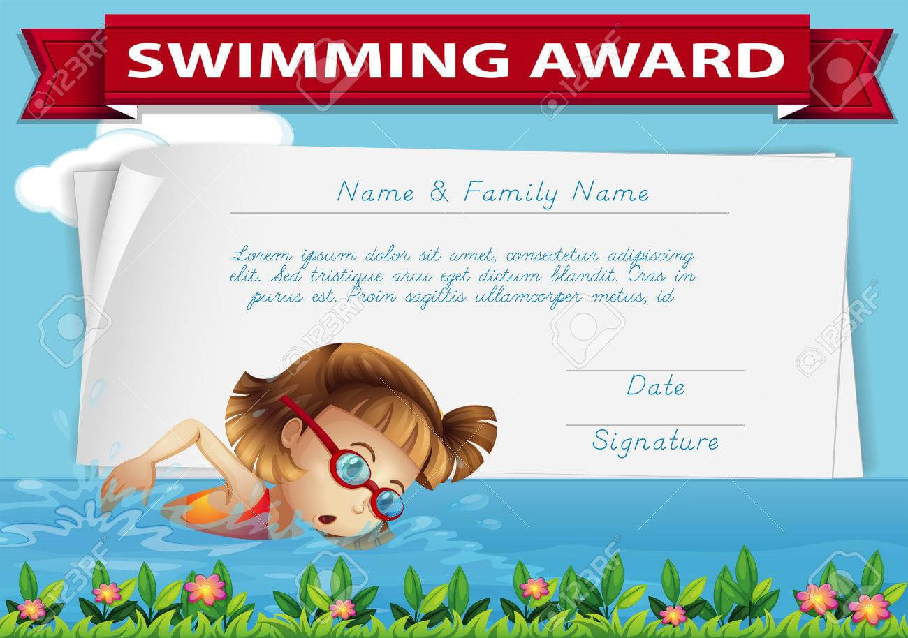 Swimming Award Certificate Template Illustration Throughout Swimming Award Certificate Template