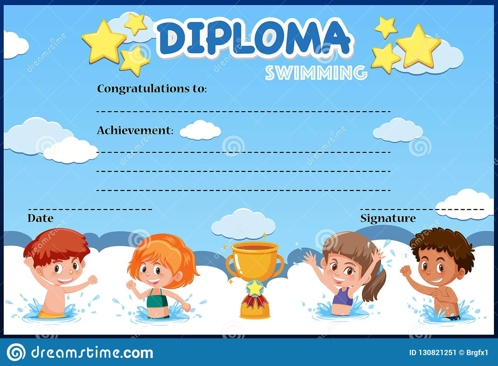 Swimming Diploma Stock Illustrations – 46 Swimming Diploma With Regard To Free Swimming Certificate Templates