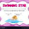 Swimming Star Certificate Template With Girl Intended For Star Of The Week Certificate Template