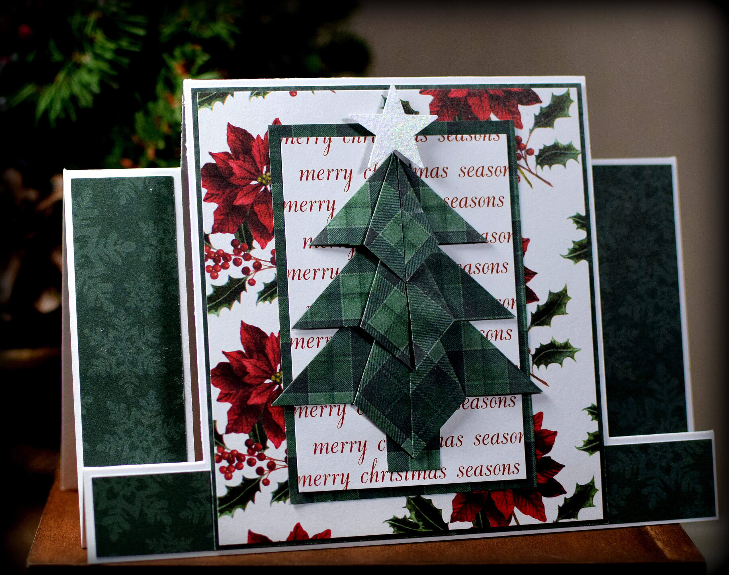 Tea Bag Fold Christmas Tree Center Step Card | I Played With With Regard To Recollections Card Template
