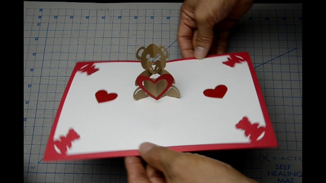 Teddy Bear Pop Up Card: Tutorial Intended For Teddy Bear Pop Up Card Template Free