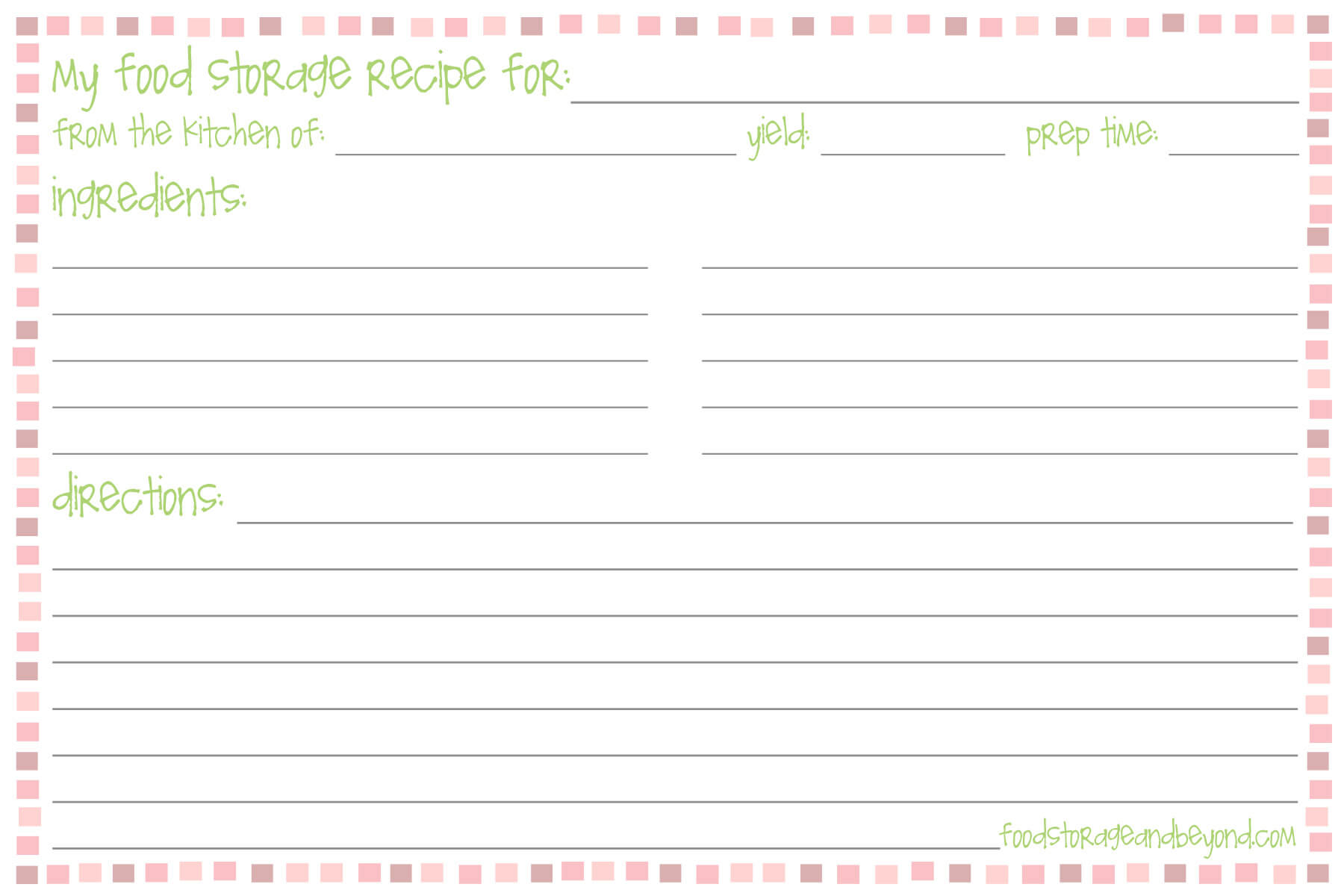 Template For Recipe Cards ] – Printable Recipe Card For 4X6 Photo Card Template Free