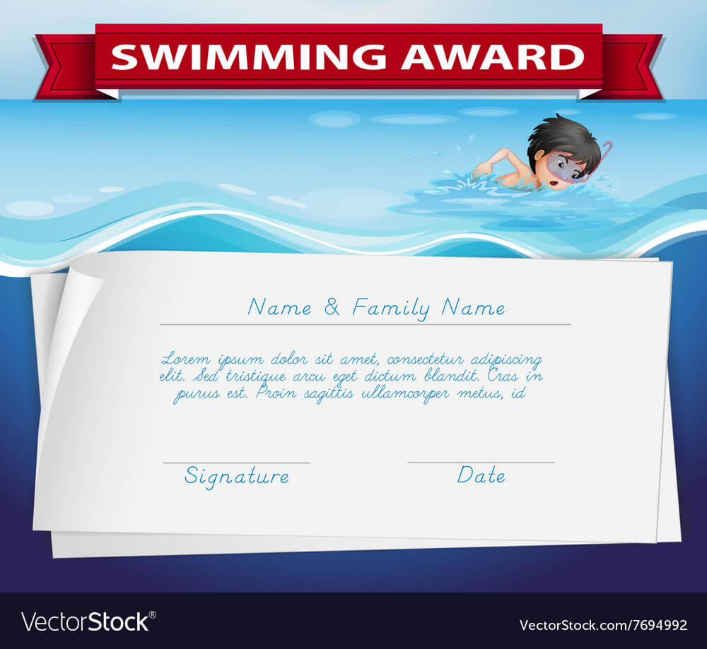 Template Of Certificate For Swimming Award Intended For Swimming Award Certificate Template