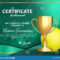 Tennis Certificate Diploma With Golden Cup Vector. Sport Regarding Tennis Certificate Template Free