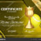 Tennis Certificate Diploma With Golden Cup Vector. Sport Within Tennis Certificate Template Free