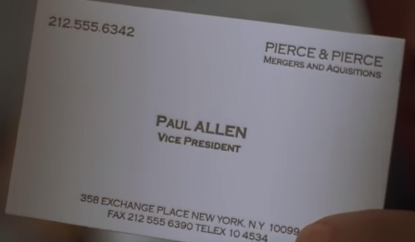The Business Cards Of American Psycho | Hoban Cards Inside Paul Allen Business Card Template