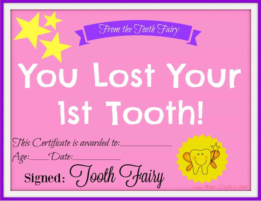 Tooth Fairy Certificate Printable Girl That Are Declarative With Regard To Free Tooth Fairy Certificate Template