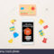 Top View Of Credit Card Template Near Icons And Smartphone Inside Credit Card Templates For Sale