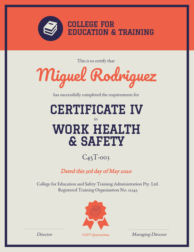 certificate of safety training