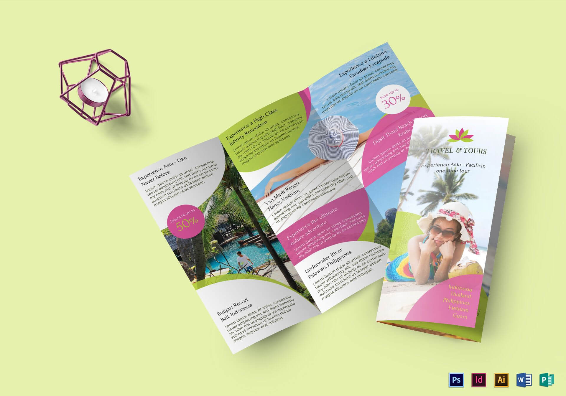 Travel And Tour Brochure Template With Word Travel Brochure Template