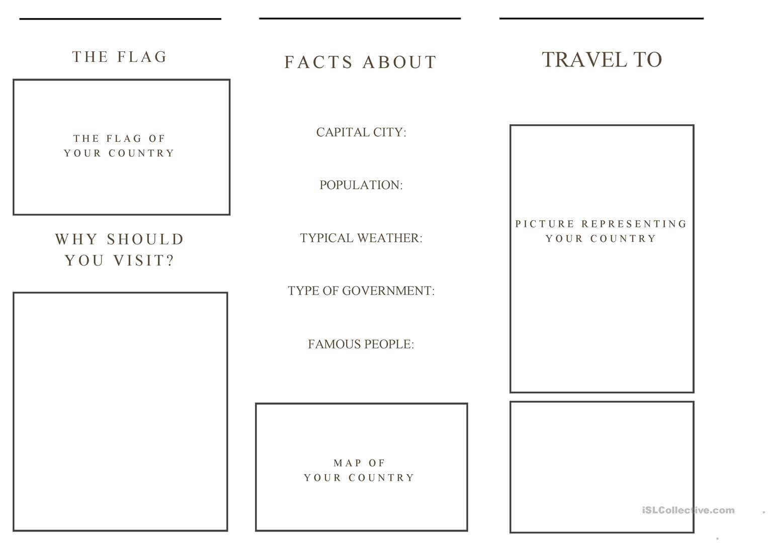 Travel Brochure Template And Example Brochure – English Esl Regarding Brochure Templates For School Project