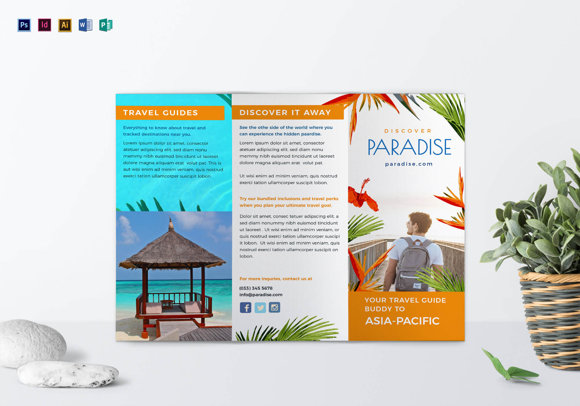 Travel Tri Fold Brochure Template regarding Word Travel Brochure
