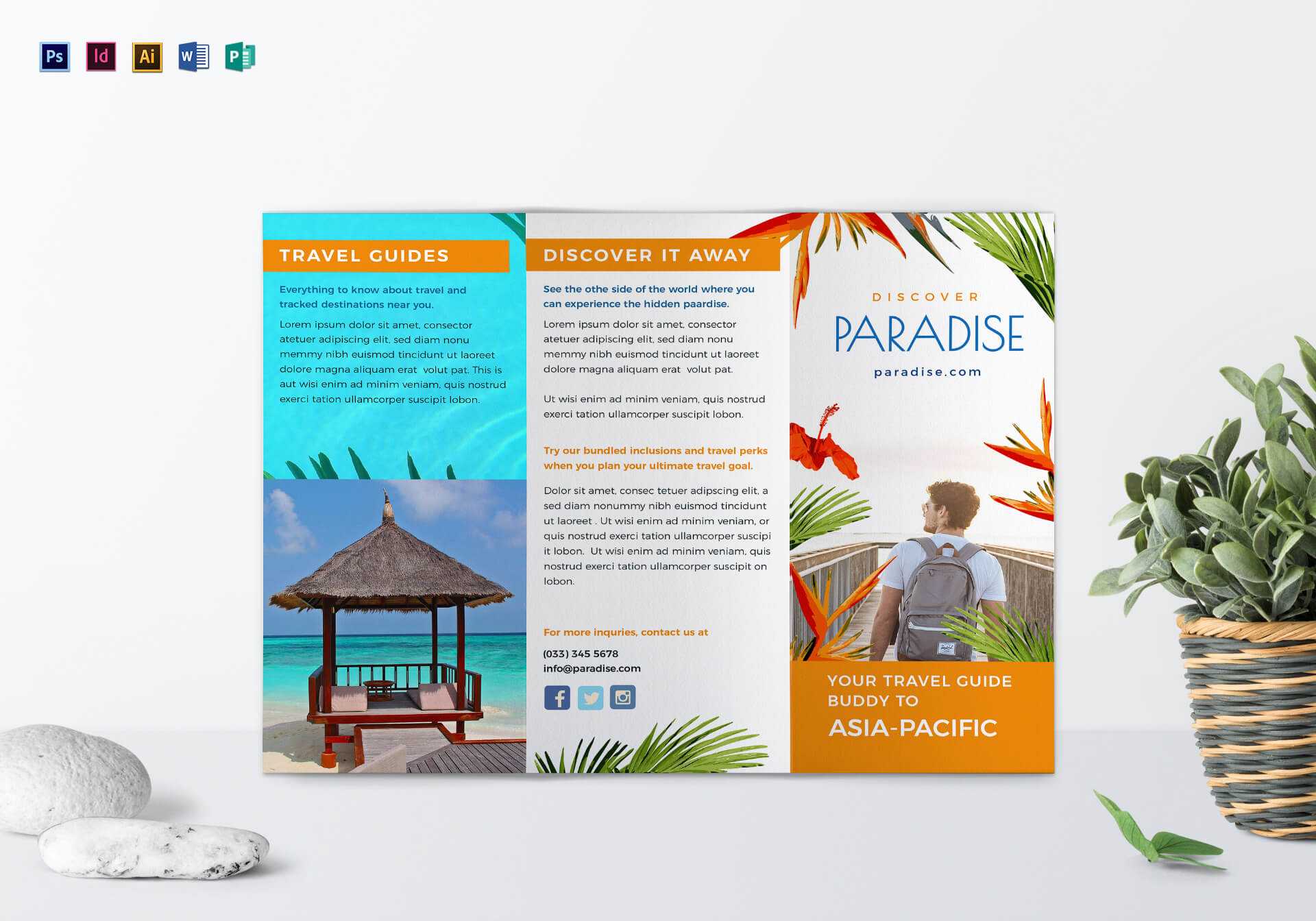 Travel Tri Fold Brochure Template Regarding Word Travel Brochure 