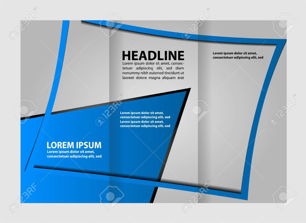 Tri Fold Business Brochure Template, Two Sided Template Design, Mock Up  Cover In Blue Colors Pertaining To Double Sided Tri Fold Brochure Template