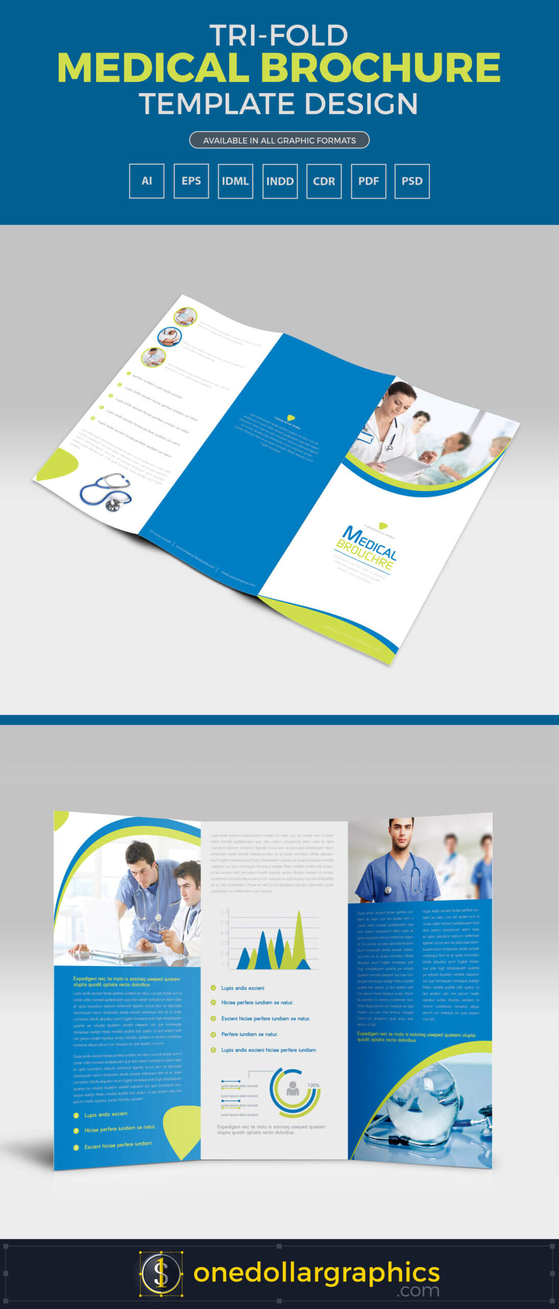 Tri Fold Medical Brochure Template Design In Ai, Eps, Pdf Regarding Tri Fold Brochure Template Indesign Free Download