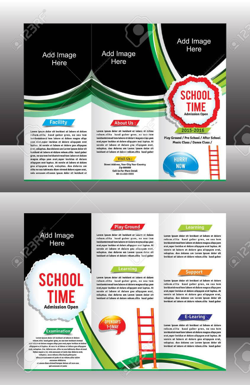 Tri Fold School Brochure Template Vector Illustration With Tri Fold School Brochure Template
