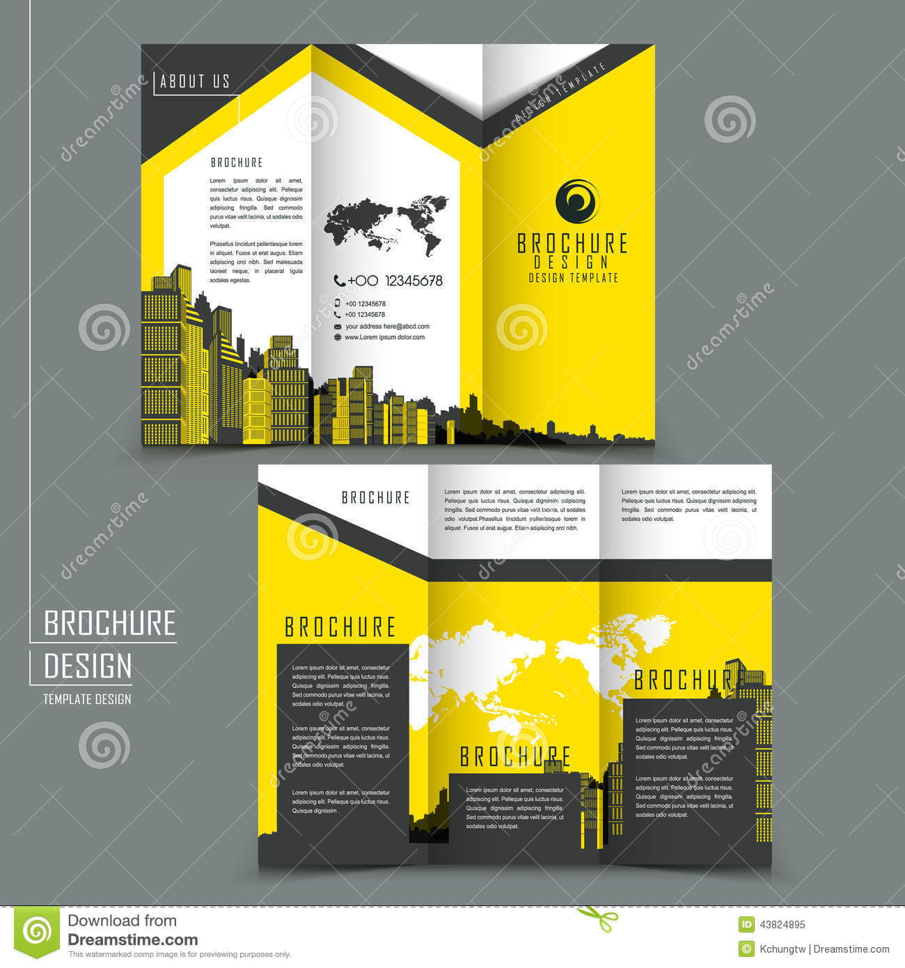 Tri Fold Template Brochure For Business Advertising Stock With Fold Over Business Card Template