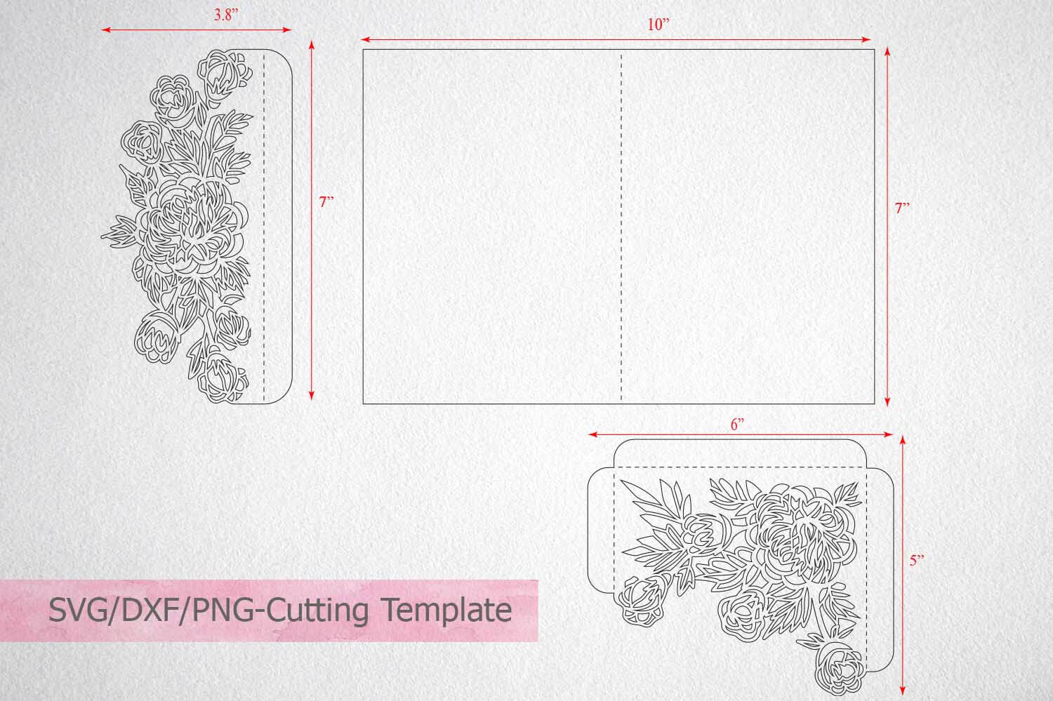 Tri Fold Wedding Invitation Card Template Laser Cut Sxg Dxf Intended For Three Fold Card Template