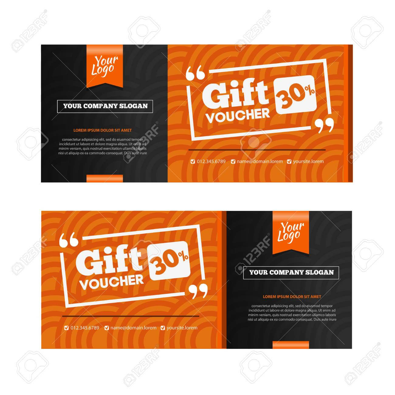 Two Coupon Voucher Design. Gift Voucher Template With Amount.. In Restaurant Gift Certificate Template