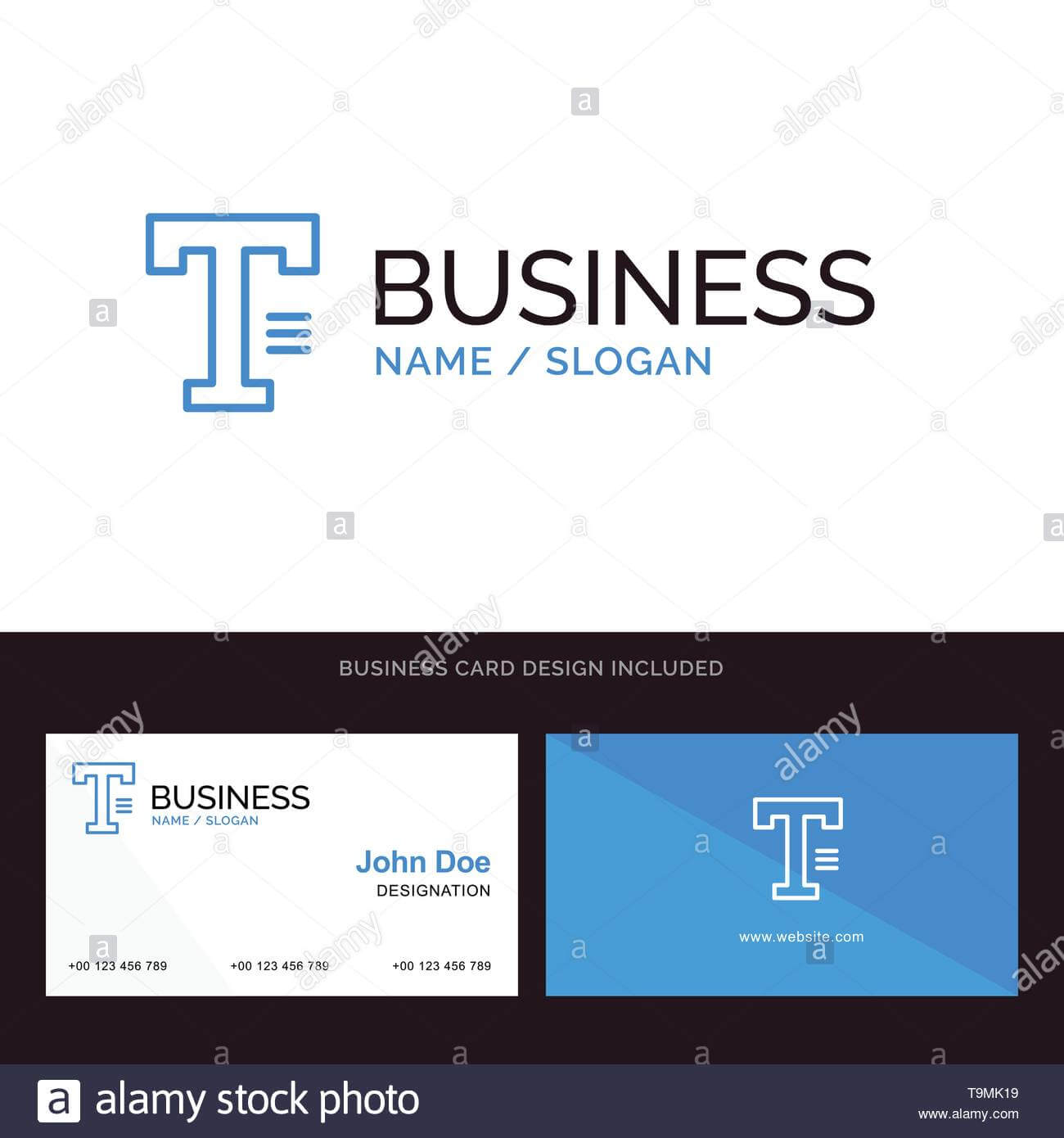 Type, Text, Write, Word Blue Business Logo And Business Card In Front And Back Business Card Template Word