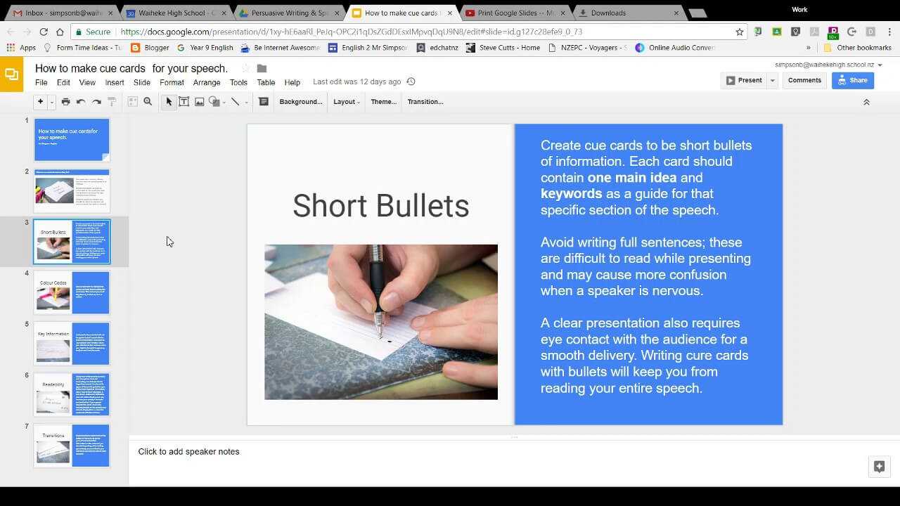 Using Google Slides To Make Cue Cards For Your Speech Inside Index Card 