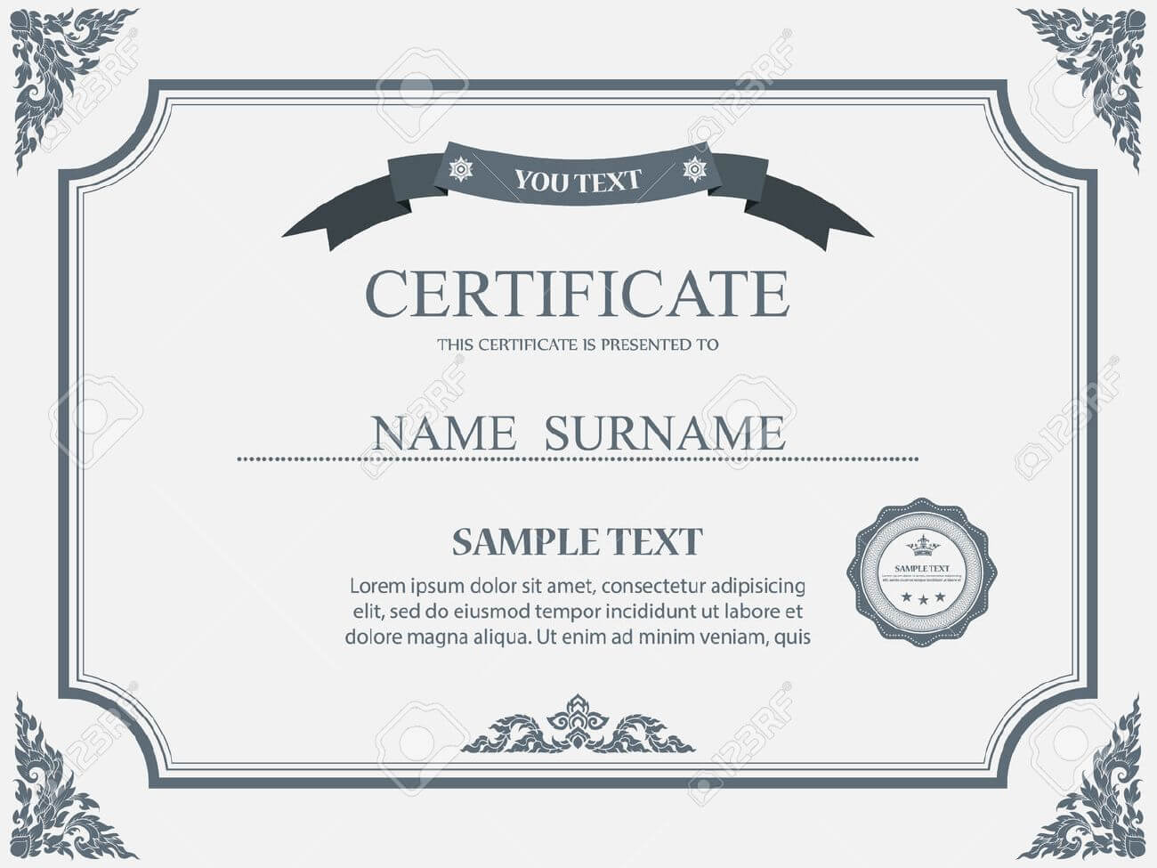 Vector Certificate Template. In Commemorative Certificate Template