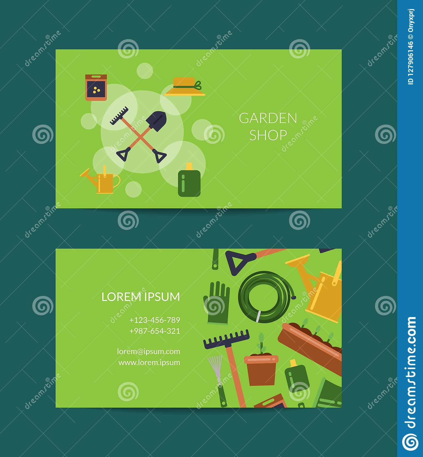 Vector Flat Gardening Icons Business Card Stock Vector For Gardening Business Cards Templates