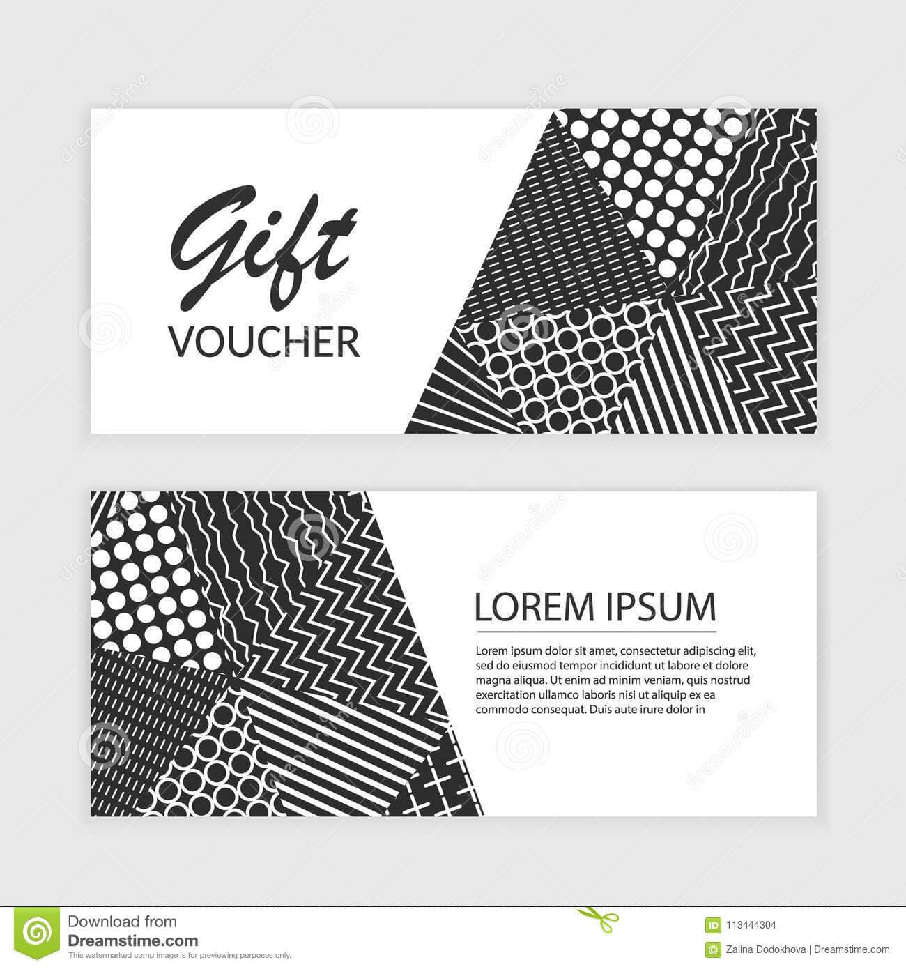 Vector Gift Voucher Template With Abstract Triangle In Black And White Gift Certificate Template Free