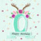 Vector Illustration Number Zero With Deer Headband. Template.. Intended For Headband Card Template
