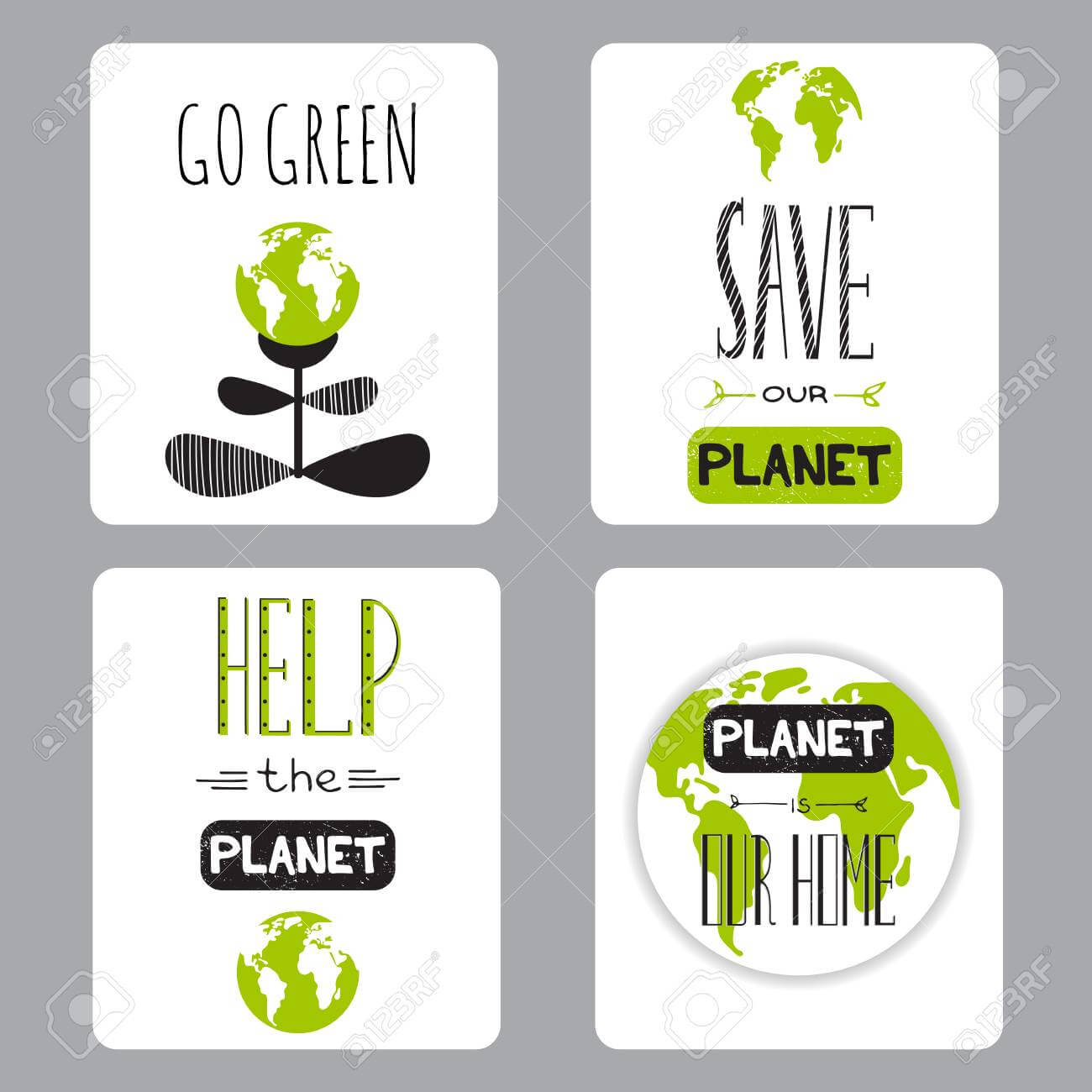 Vector Set Of Small Card Templates. Suitable For Earth Day And.. With Regard To Small Greeting Card Template