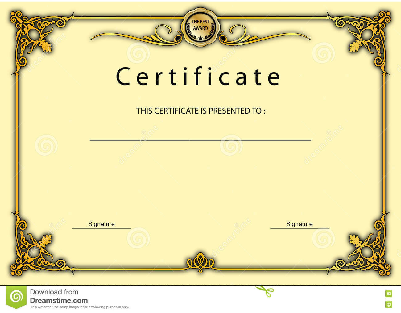 Vintage Certificate Award / Diploma Template Stock Within Beautiful Certificate Templates