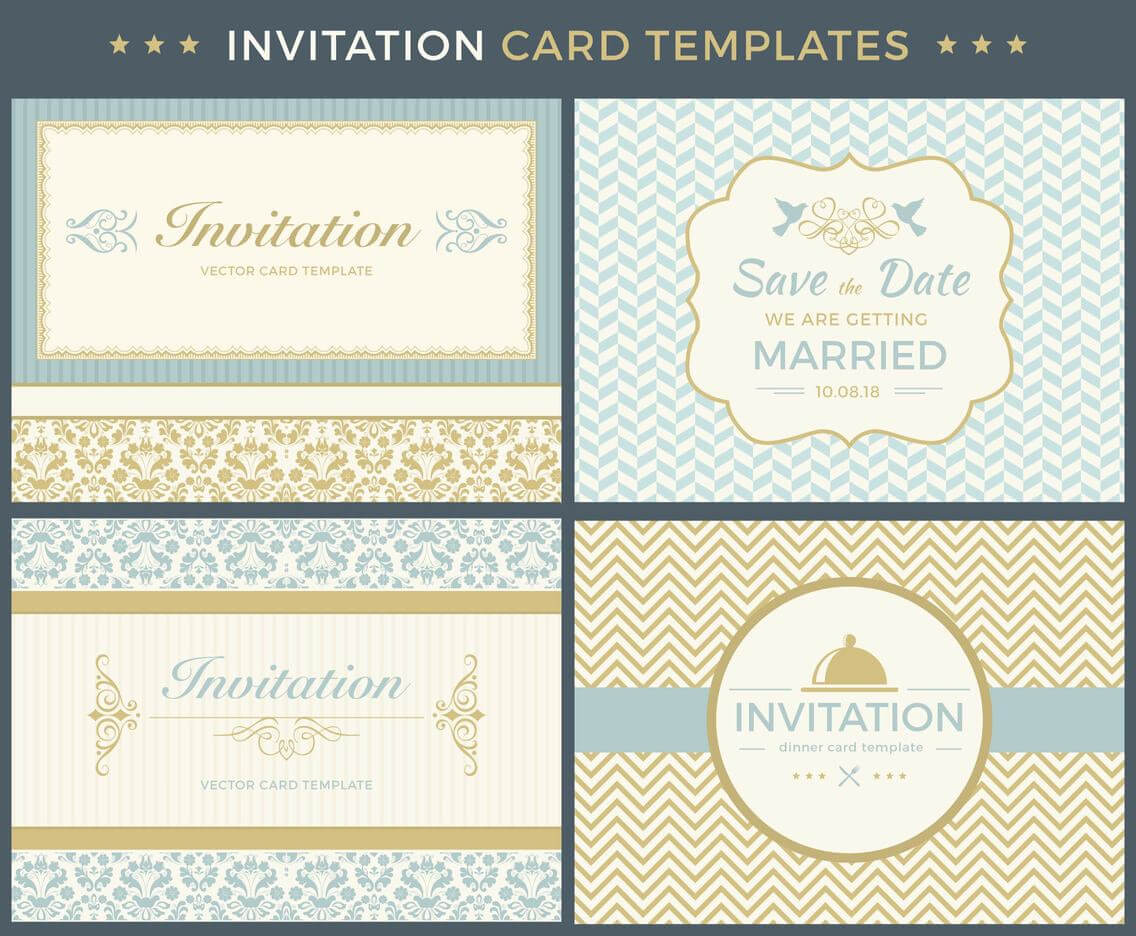 Vintage Invitation Card Template Vector Set Svg, Ai, Eps In Free Svg Card Templates