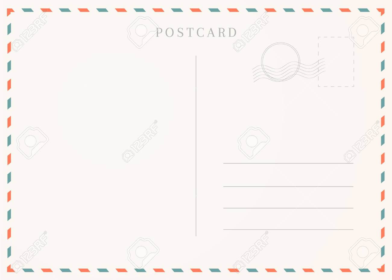 Vintage Postcard Template. Postal Card Illustration For Design. Within Post Cards Template