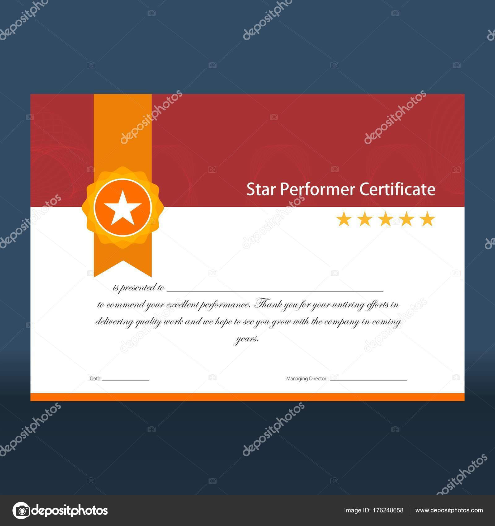 Vintage Red And Gold Star Performer Certificate — Stock Pertaining To Star Performer Certificate Templates