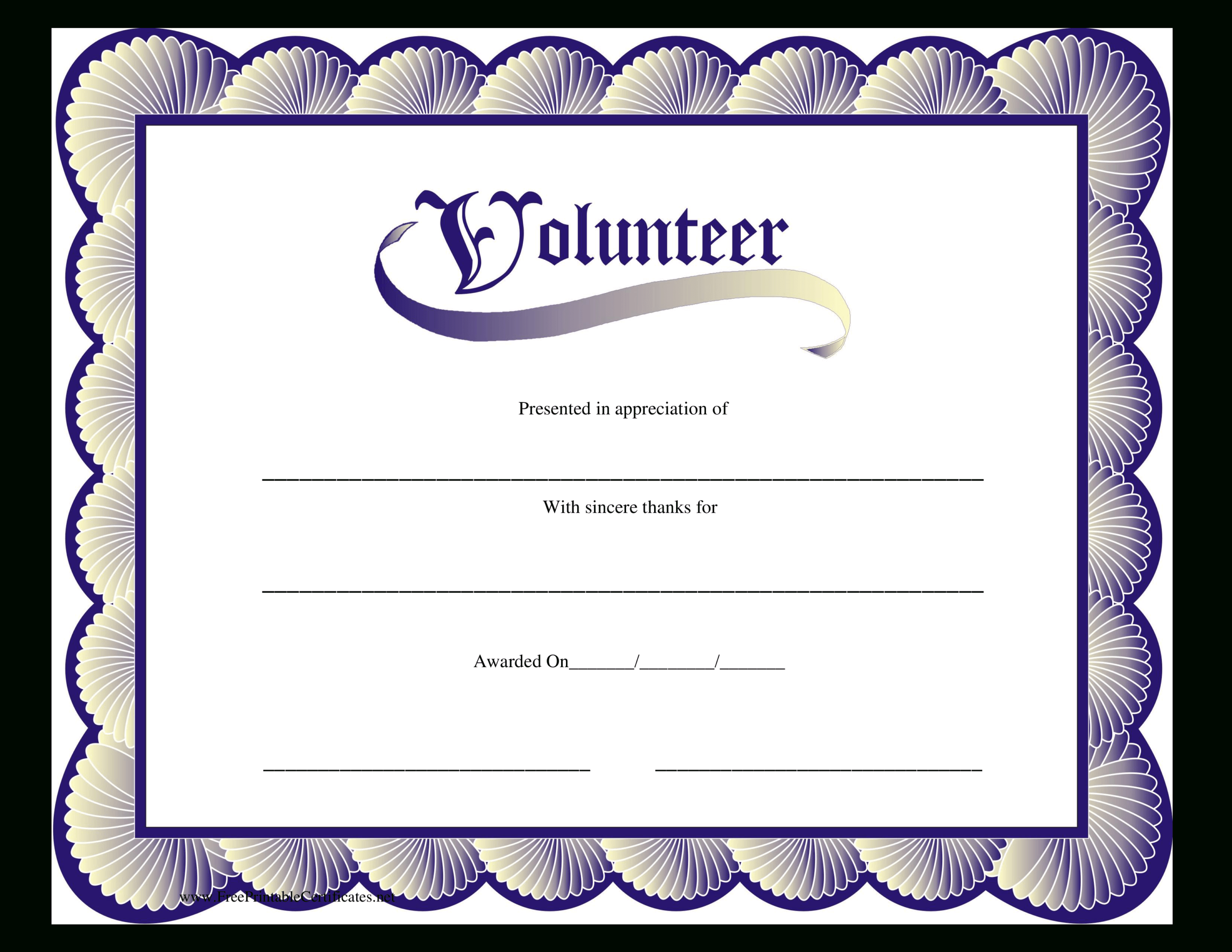 Volunteer Certificate | Templates At Allbusinesstemplates Regarding Volunteer Certificate Templates
