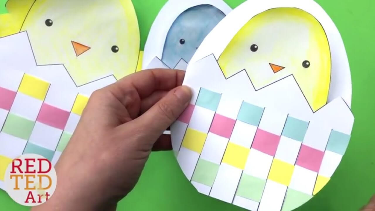 Weaving Chick Cards With Template - Easy Easter Card Diy Ideas With Easter Chick Card Template