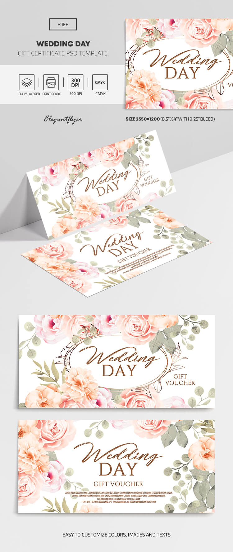 Wedding Day – Free Gift Certificate Template In Psd – Within Spa Day Gift Certificate Template