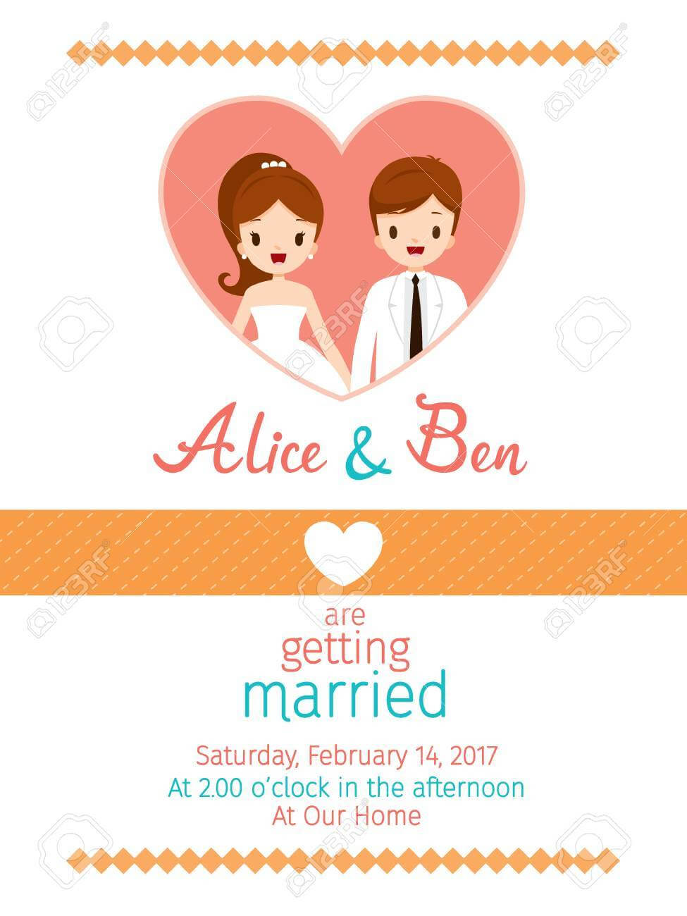 Wedding Invitation Card Template, Bride And Groom, Love, Relationship,  Sweetheart, Engagement, Valentine’S Day In Engagement Invitation Card Template